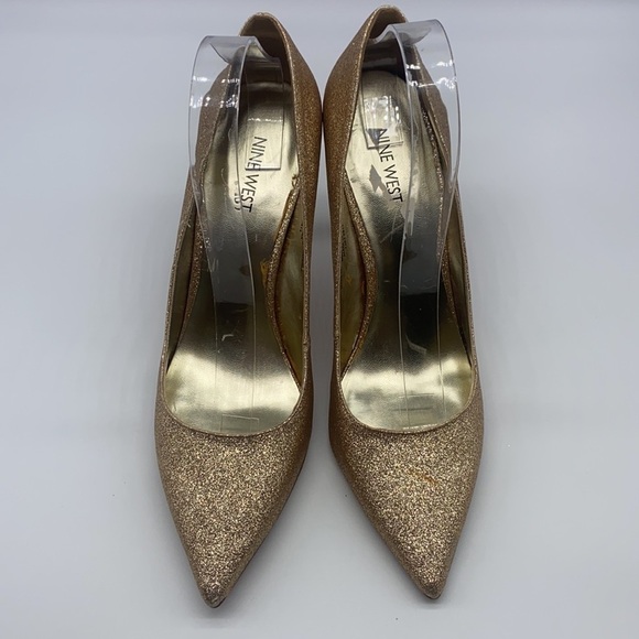Nine West - Martina Gold Glitter Pointed Toe Heels Size 10 - Picture 2 of 16